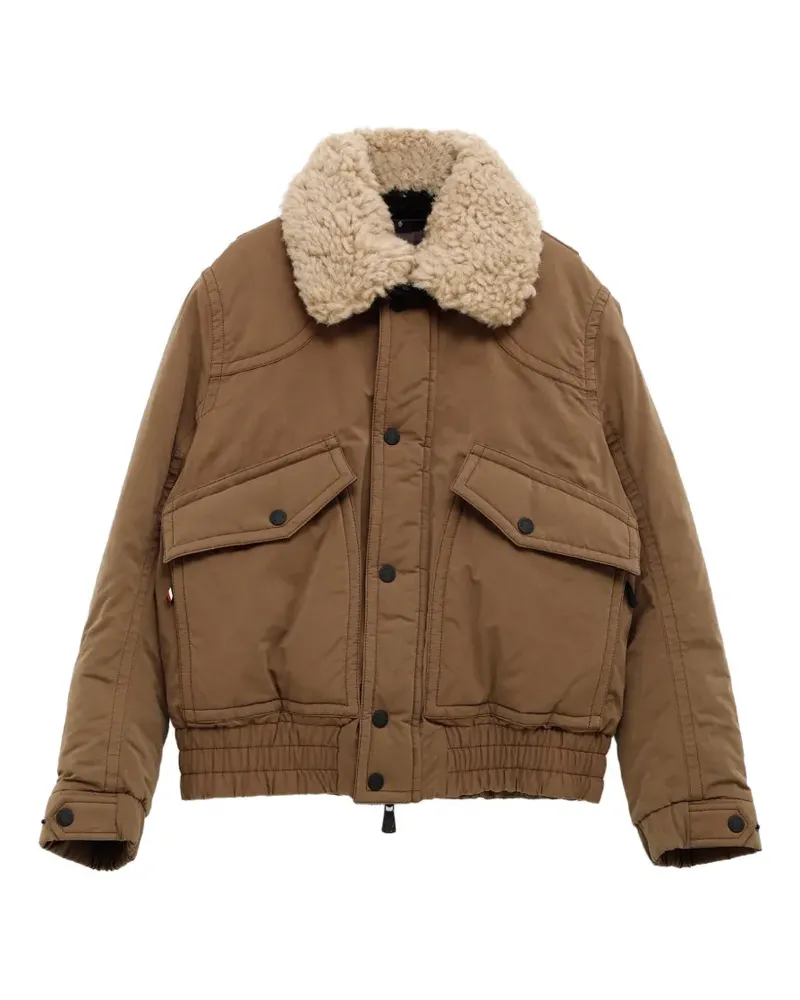 Moncler shearling-collar quilted jacket - Braun Braun