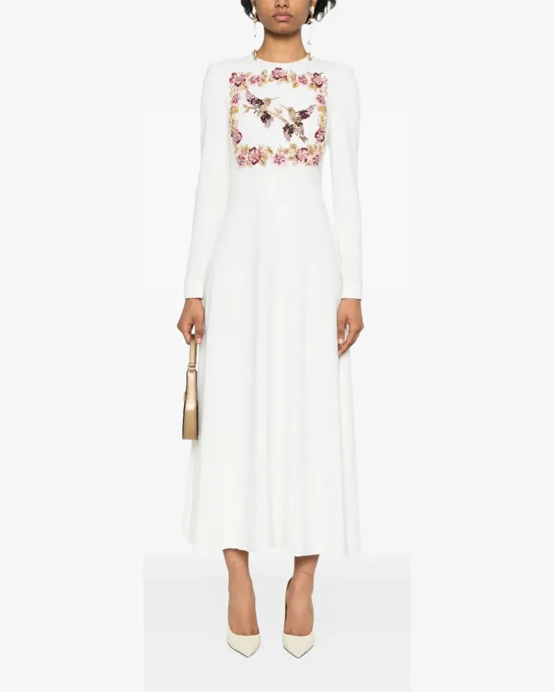 Dina Melwani long-sleeves midi dress - Weiß Weiß
