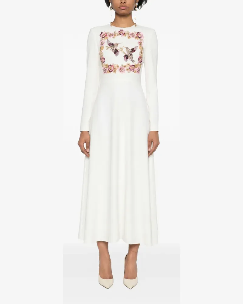 Dina Melwani long-sleeves midi dress - Weiß Weiß
