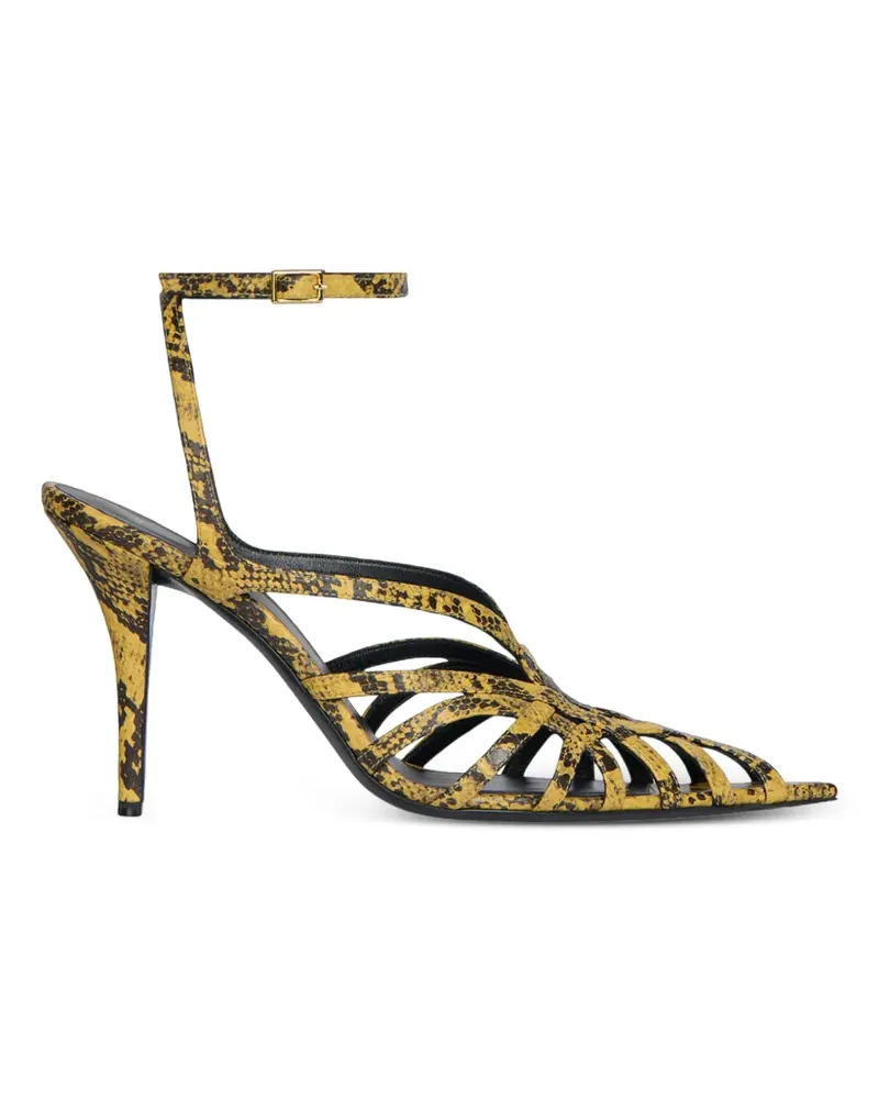 Balmain Riemchensandalen mit Python-Effekt - Gelb Gelb