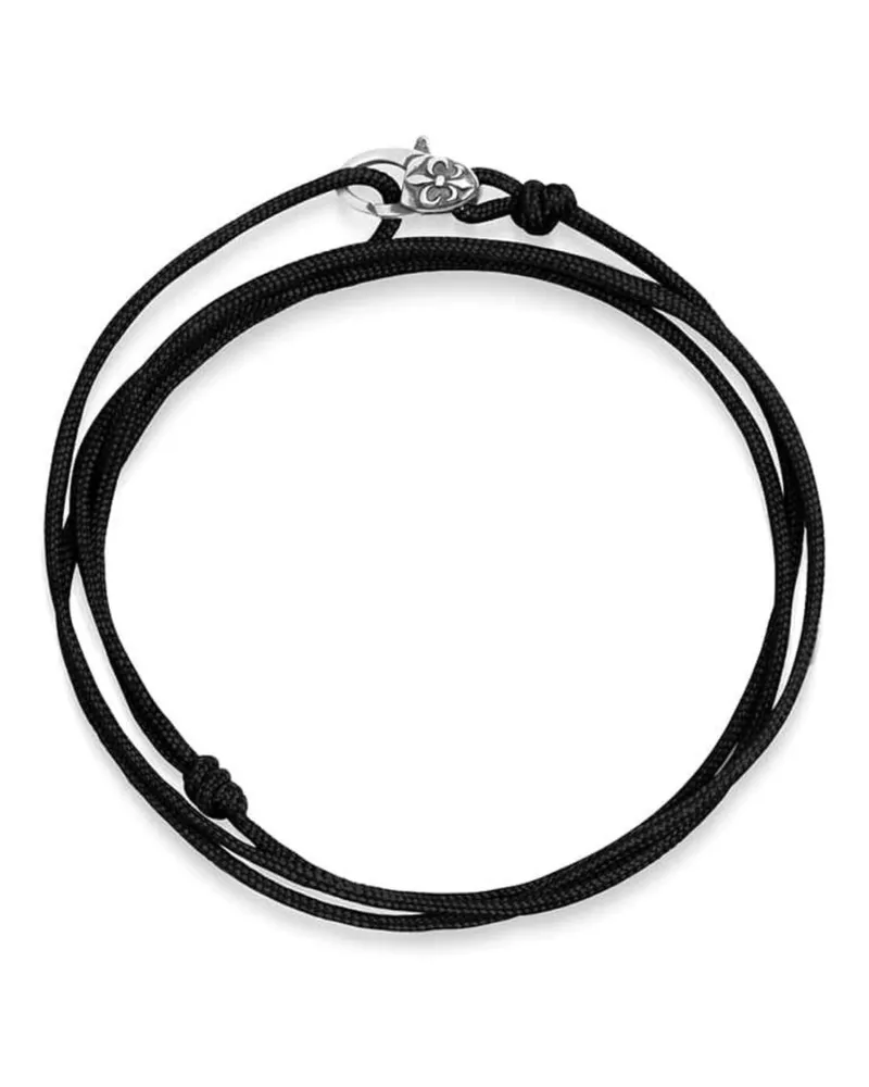 Nialaya Kordelarmband mit Fleur-de-Lis-Prägung - Schwarz Schwarz