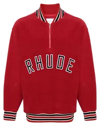 RHUDE Varsity Sweatshirt mit kurzem Reißverschluss Rot