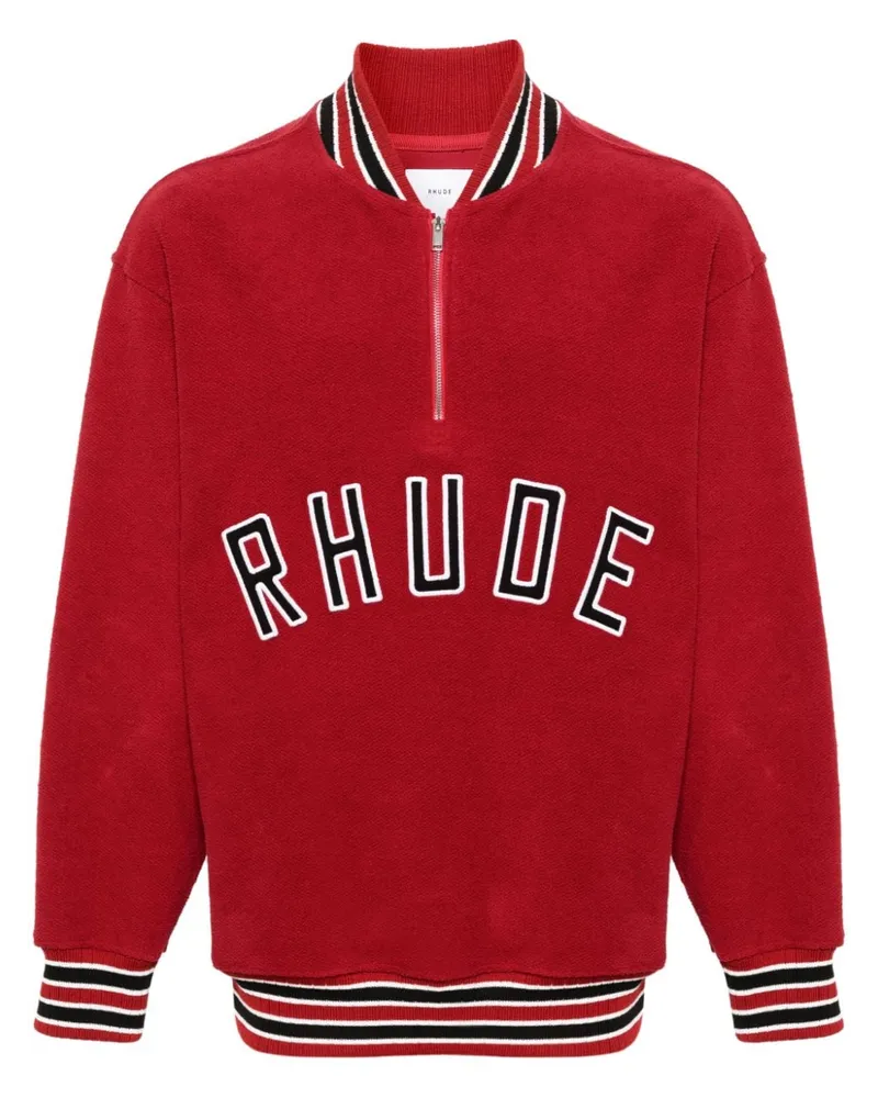 RHUDE Varsity Sweatshirt mit kurzem Reißverschluss Rot