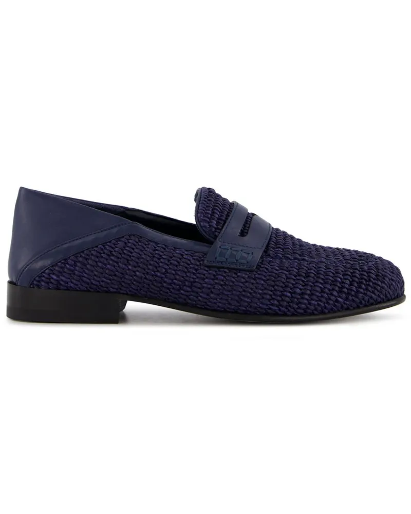 Manolo Blahnik Padstow Loafer aus gewebtem Bast - Blau Blau
