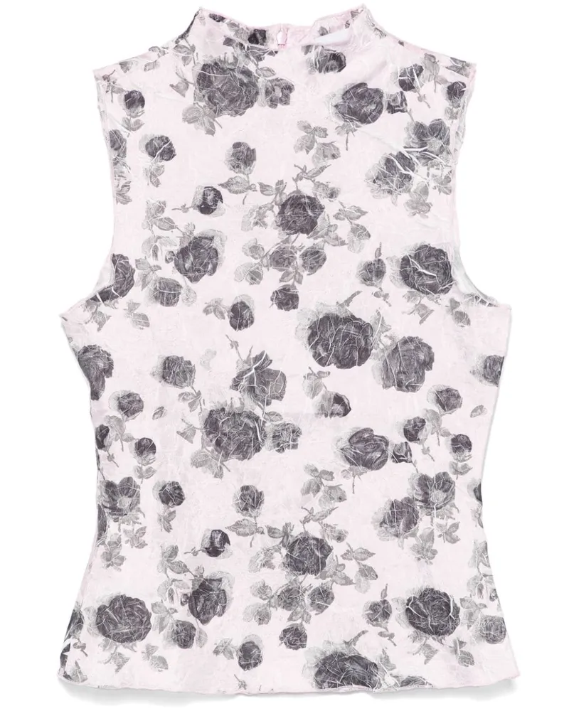 Ganni Top mit Blumen-Print - Rosa Rosa
