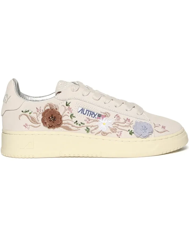 AUTRY Dallas floral-embroidered sneakers - Nude Nude