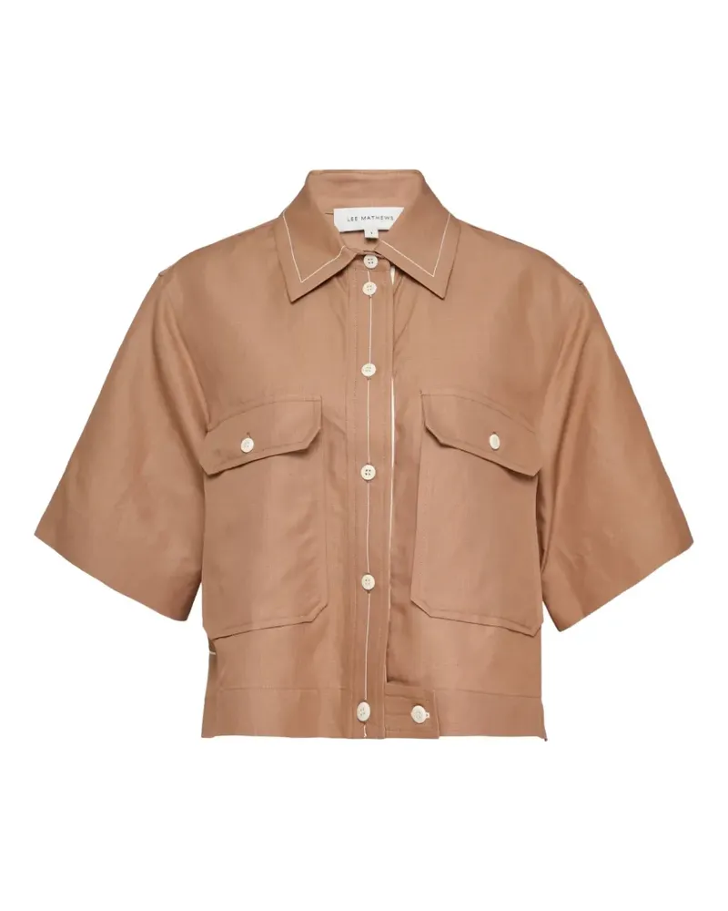 Lee Mathews Rene contrast-stitch shirt - Braun Braun