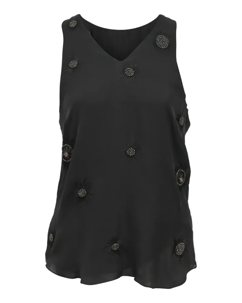 Adam Lippes beaded embroidered sleeveless top - Schwarz Schwarz