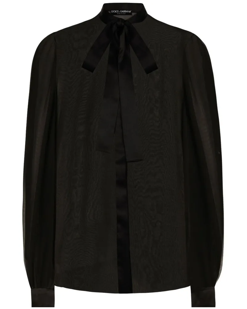 Dolce & Gabbana Hemd mit Schleifenkragen - Schwarz Schwarz