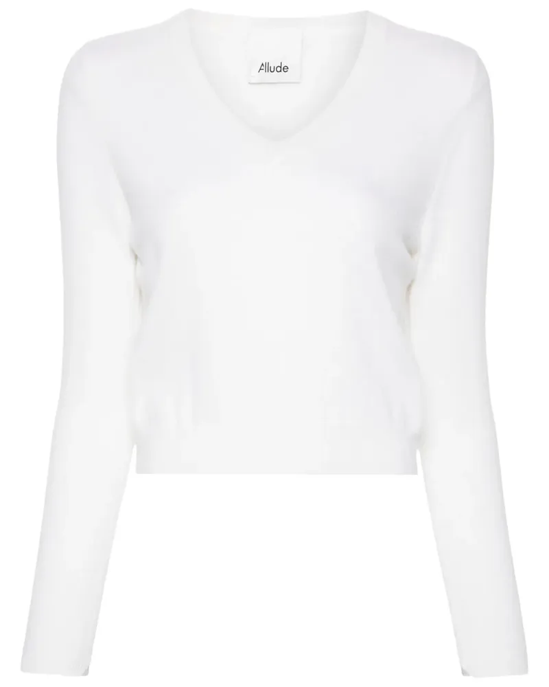 ALLUDE Klassischer Kaschmirpullover - Weiß Weiß