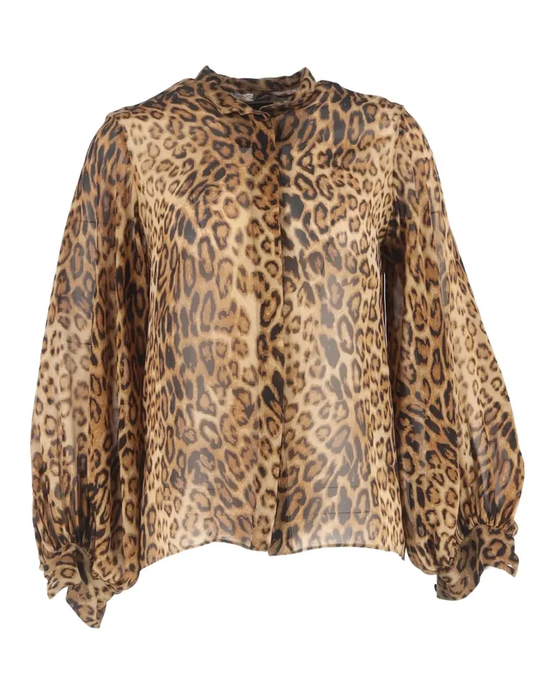 Nili Lotan 2022 buttoned animal-print top - Braun Braun
