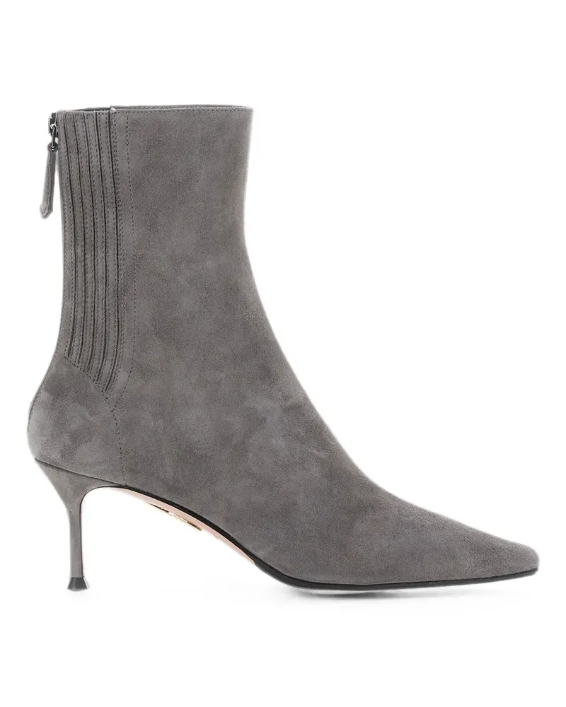 Aquazzura ribbed-panel suede ankle boots - Grau Grau