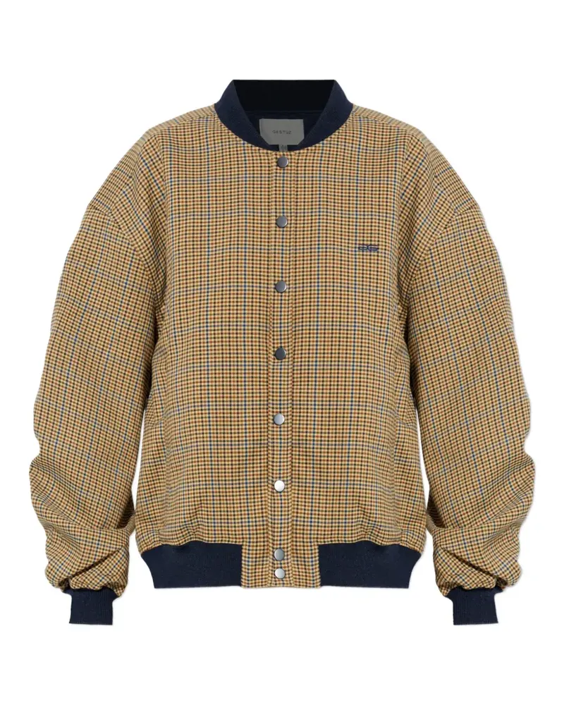 Gestuz check-pattern bomber jacket - Braun Braun