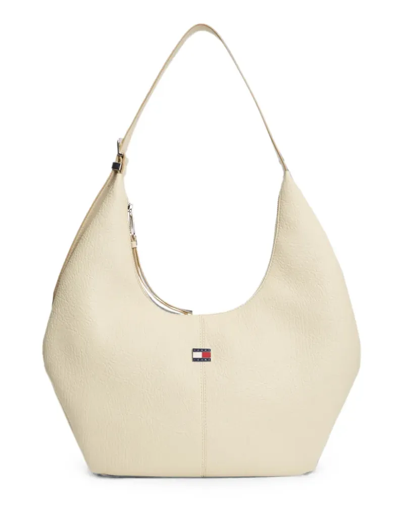 Tommy Hilfiger logo-plaque pebbled-effect shoulder bag - Nude Nude