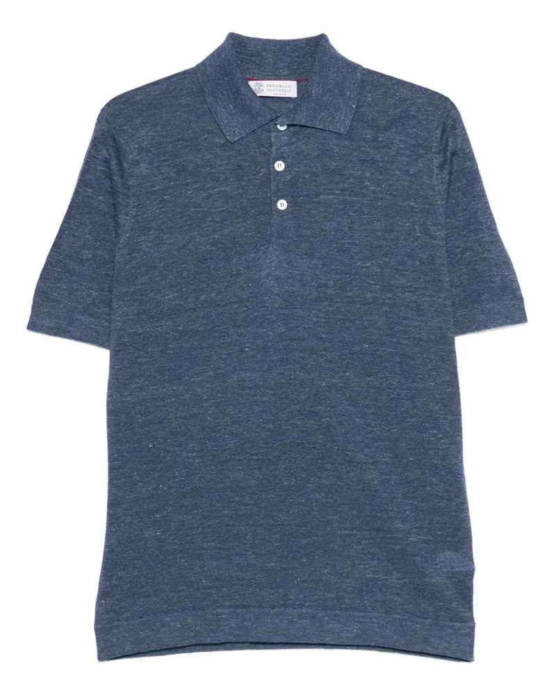 Brunello Cucinelli button linen polo shirt - Blau Blau