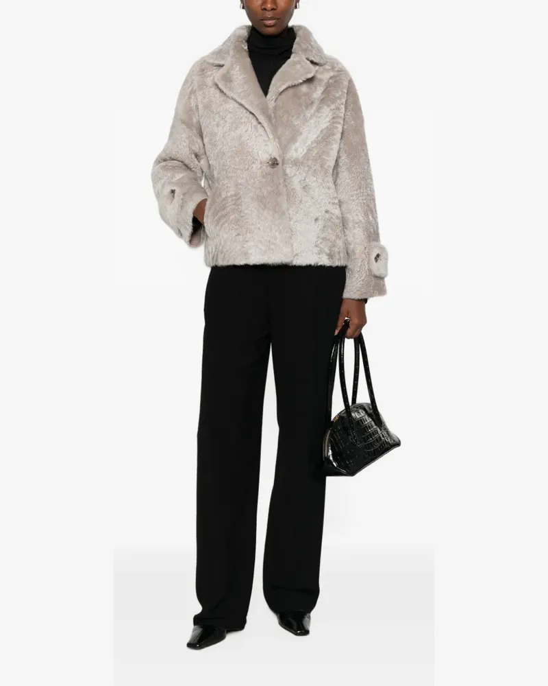Manzoni 24 shearling button-up coat - Nude Nude