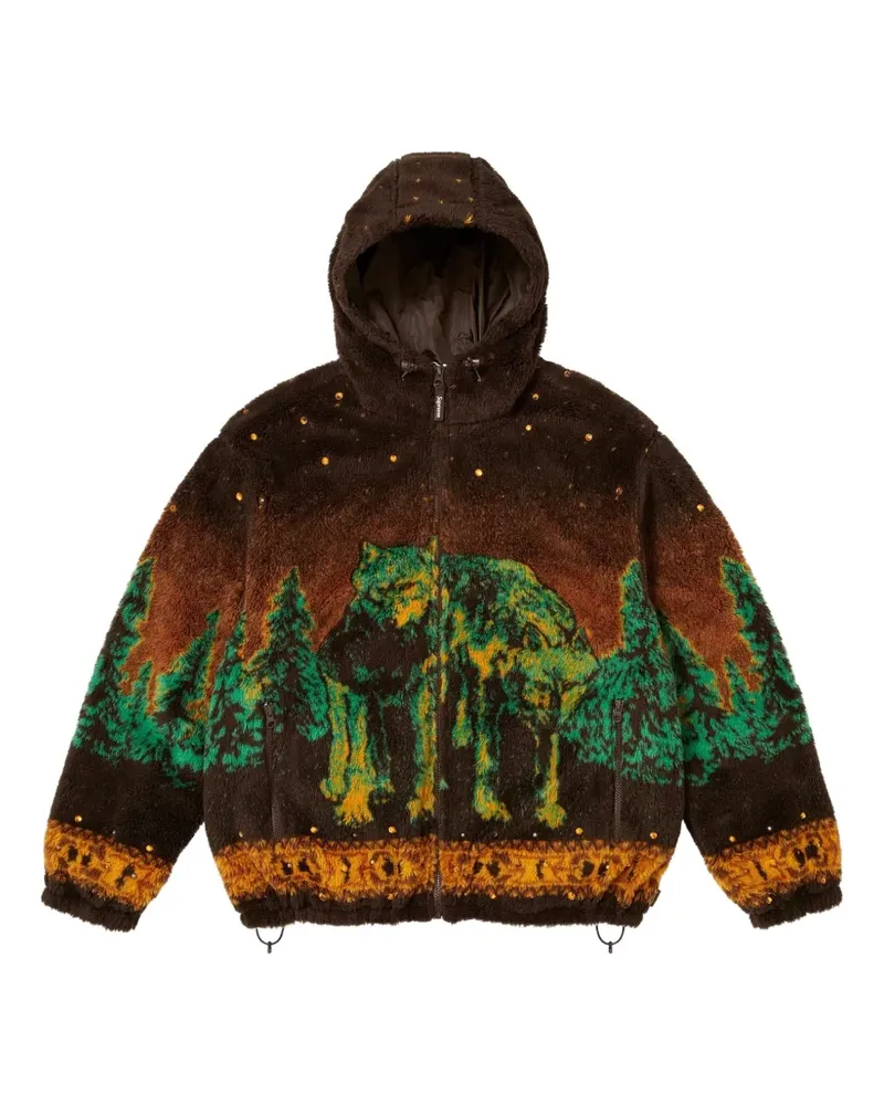 Supreme Being b.b. Simon Reversible Hooded Fleece Jacket "FW 25 - Brown" - Braun Braun