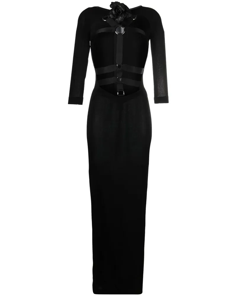 Roberto Cavalli Gerafftes Kleid mit Cut-Out - Schwarz Schwarz