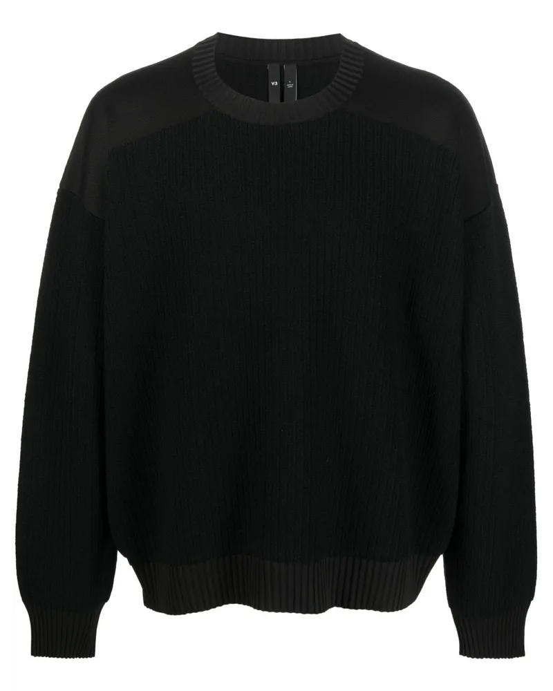 Y-3 Gerippter Strickpullover mit Einsätzen - Schwarz Schwarz