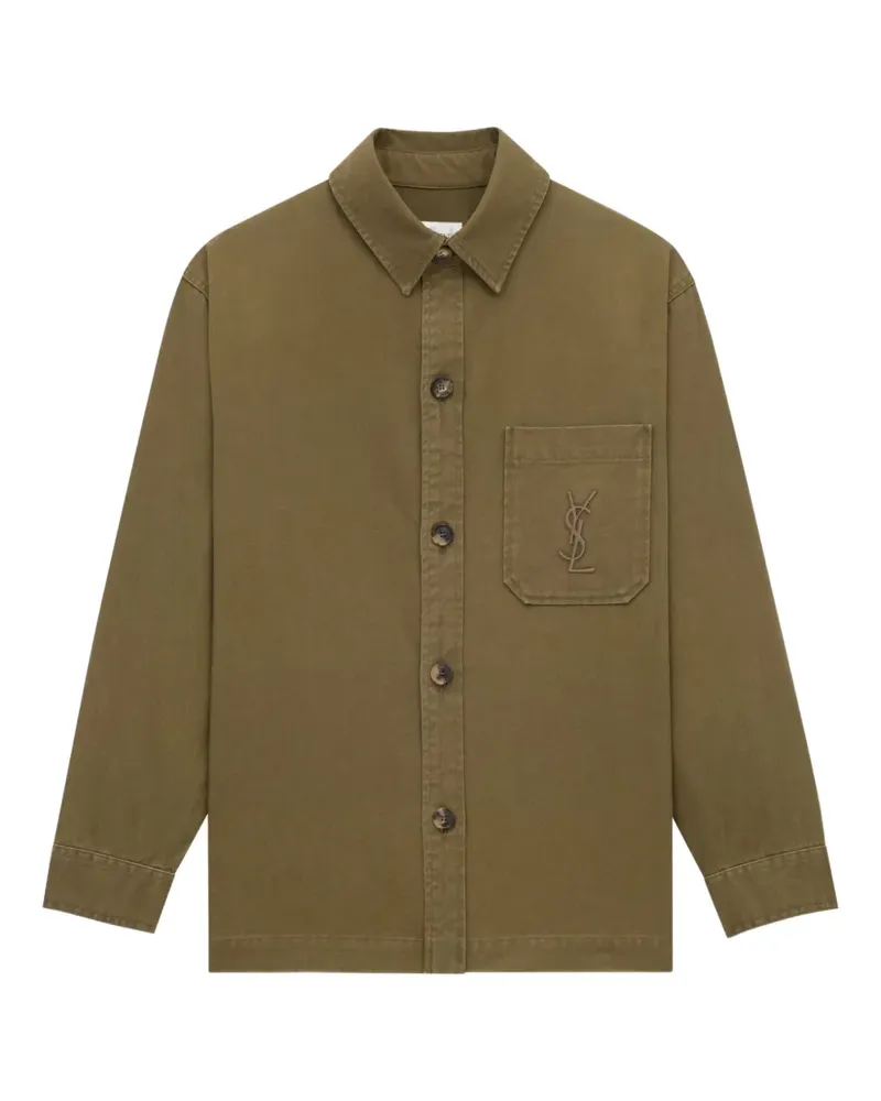 Saint Laurent Hemdjacke mit Tasche - Grün Grün