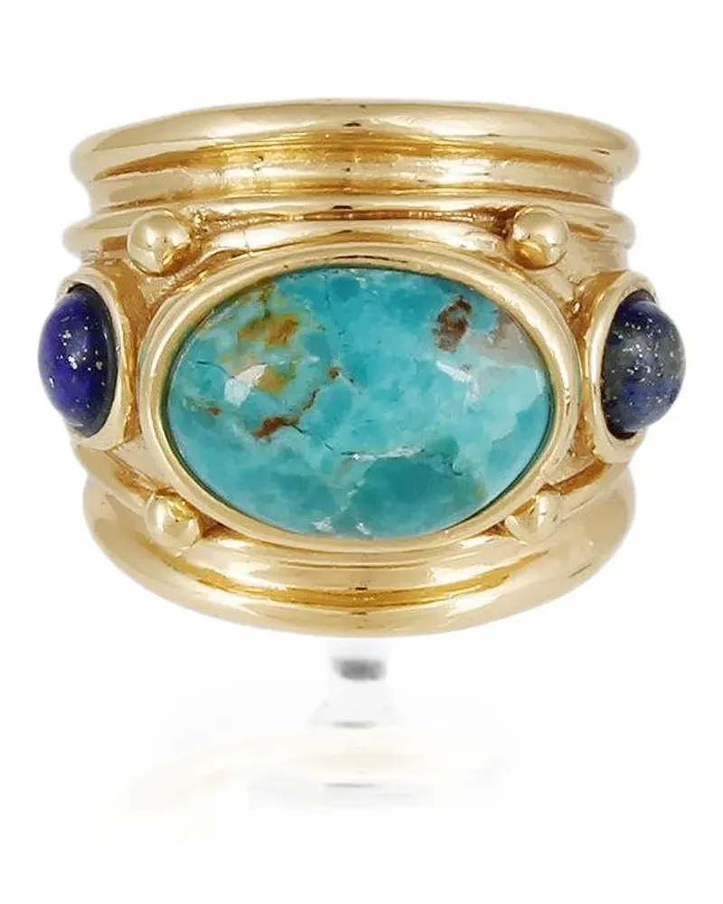 Gas Bijoux Simone amazonite malachite ring - Gold Gold