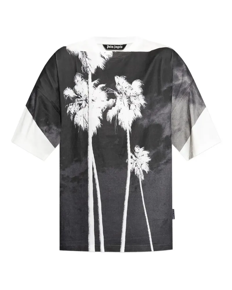 Palm Angels T-Shirt mit Palmen-Print - Schwarz Schwarz