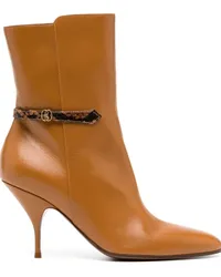 Bally Stiefel mit Logo-Schild Braun