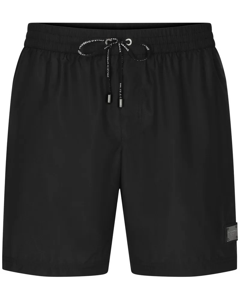 Dolce & Gabbana Badeshorts mit Logo-Schild - Schwarz Schwarz