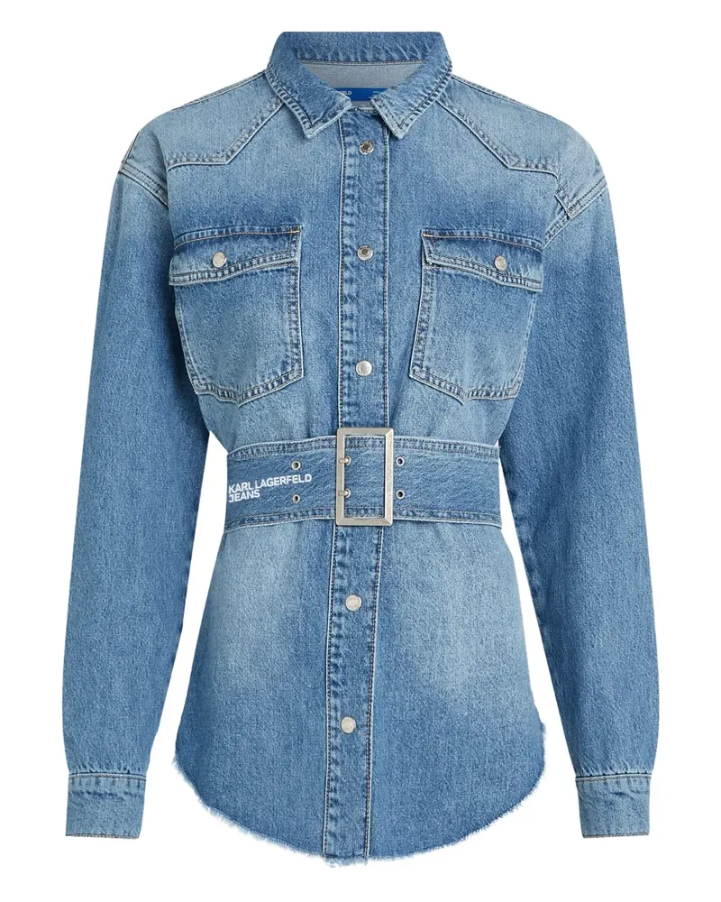 Karl Lagerfeld Jeanshemd mit Gürtel - Blau Blau