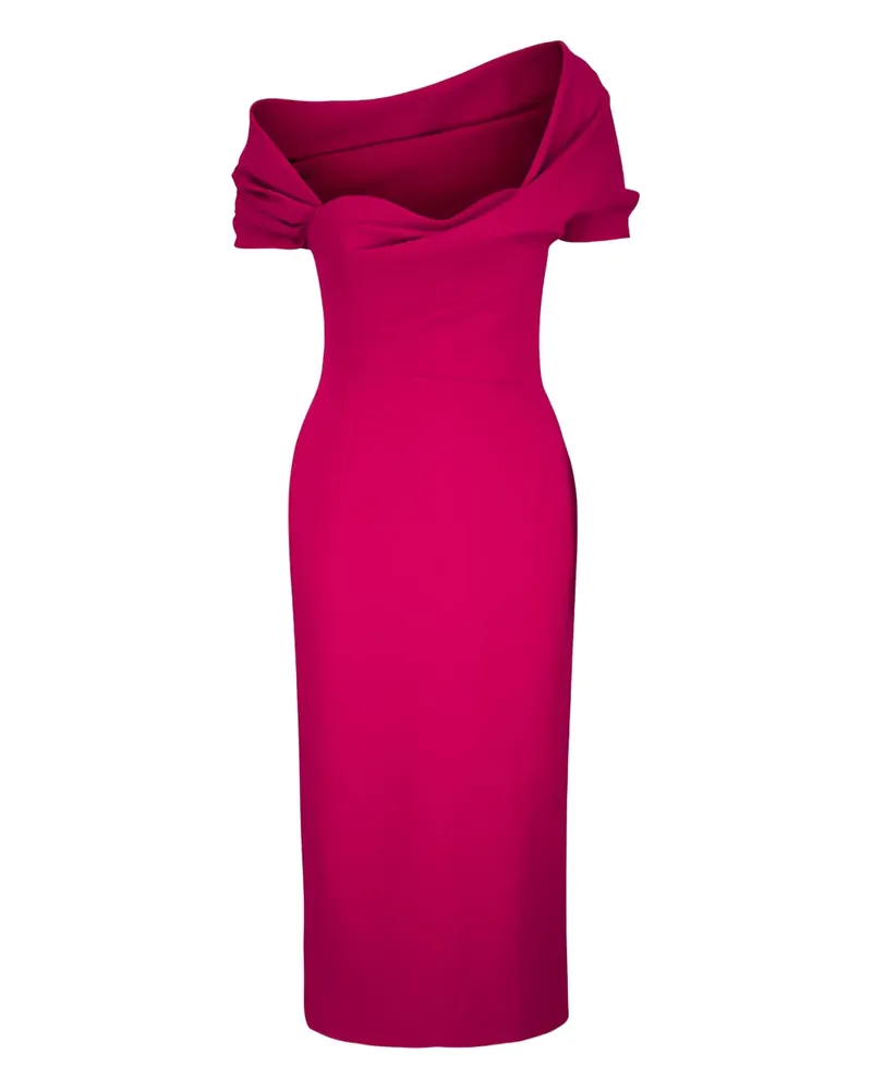 Carolina Herrera New York Claret draped off-shoulder midi dress - Rosa Rosa