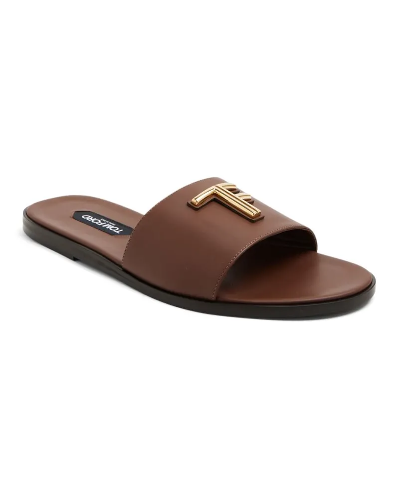 Tom Ford Pantoletten mit Logo-Schild - Braun Braun