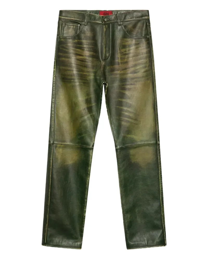 FourTwoFour on Fairfax Lederhose im Five-Pocket-Design - Grün Grün