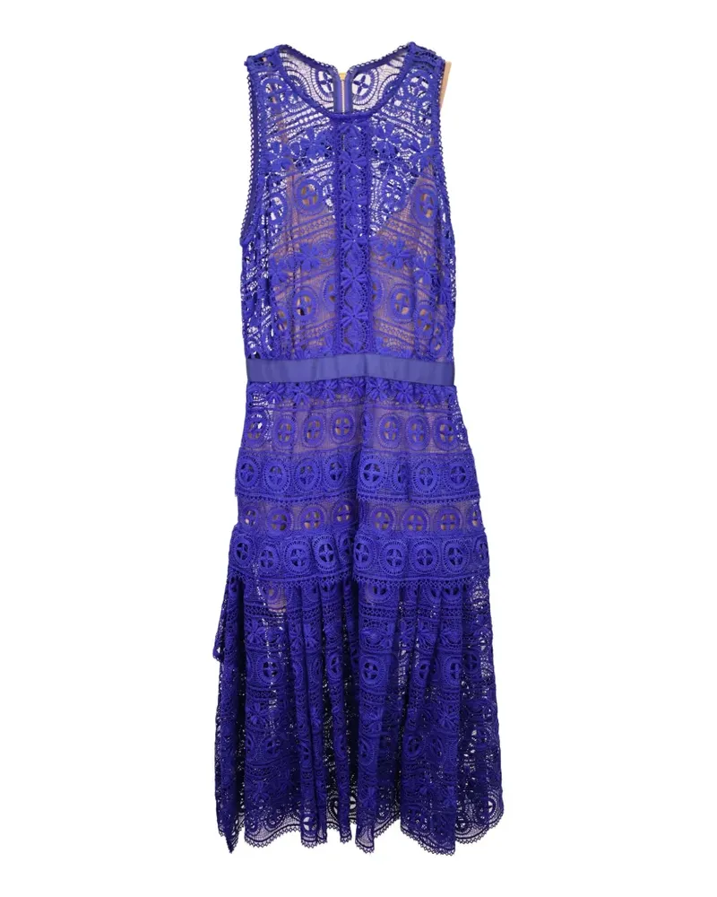 Self-Portrait lace-pattern midi dress - Blau Blau