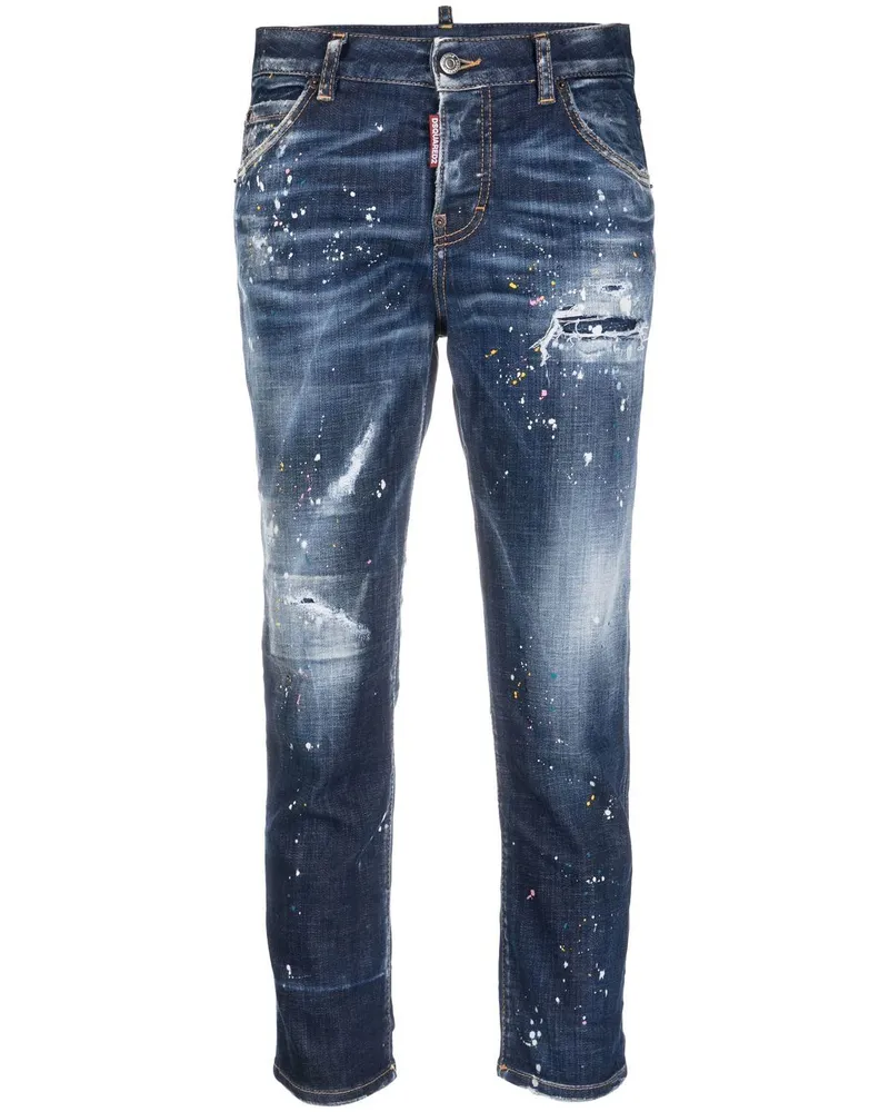 Dsquared2 Cropped-Jeans im Distressed-Look - Blau Blau