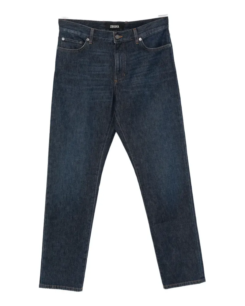 Ermenegildo Zegna logo-patch straight-leg jeans - Blau Blau