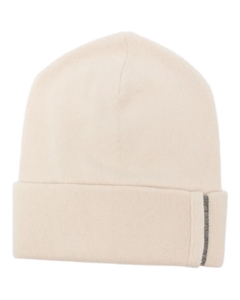 Brunello Cucinelli Monili-embellished beanie hat - Nude Nude