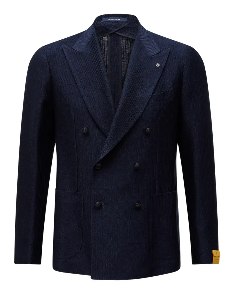 Tagliatore double-breasted textured blazer - Blau Blau
