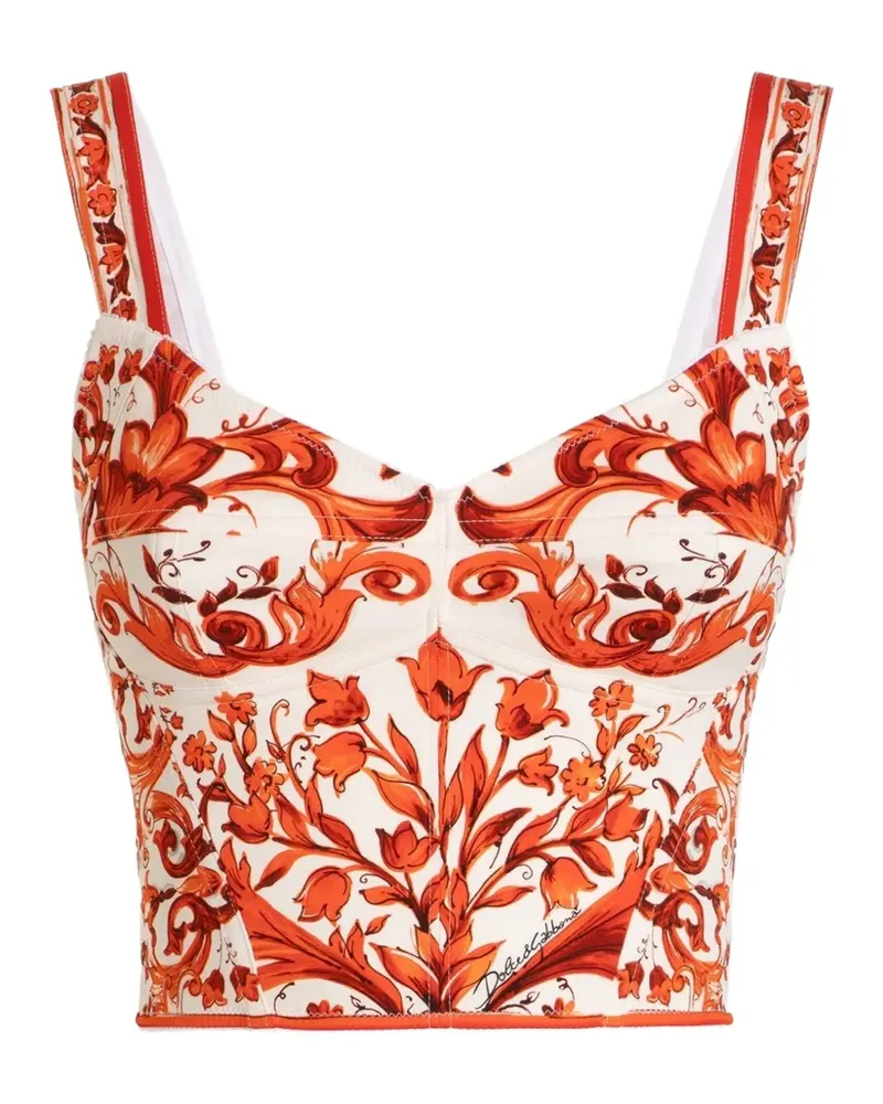 Dolce & Gabbana Popeline-Top mit Majolica-Print - Orange Orange