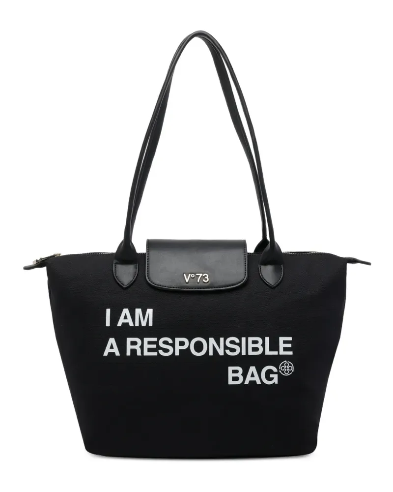 V°73 Shopper mit Logo-Print - Schwarz Schwarz