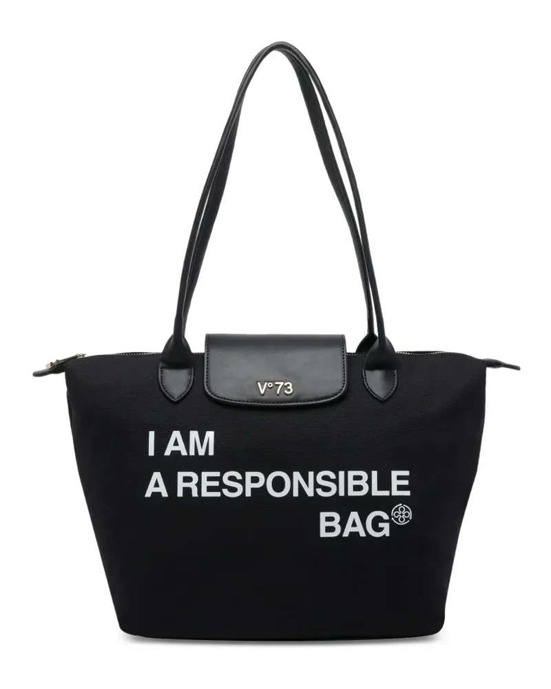 V°73 Shopper mit Logo-Print - Schwarz Schwarz