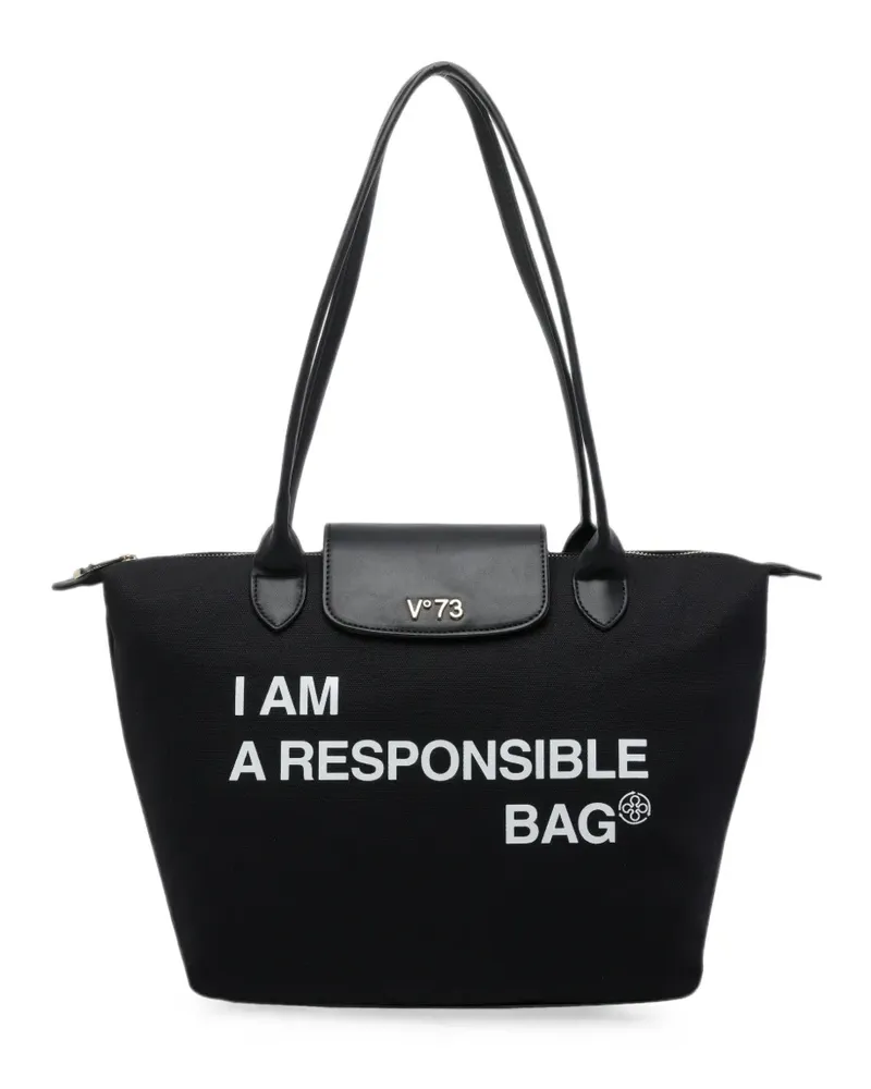 V°73 Shopper mit Logo-Print - Schwarz Schwarz