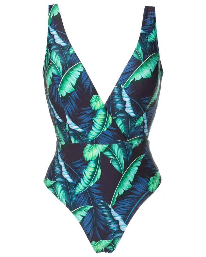 Lygia & Nanny Evita Badeanzug mit Blatt-Print - Blau Blau