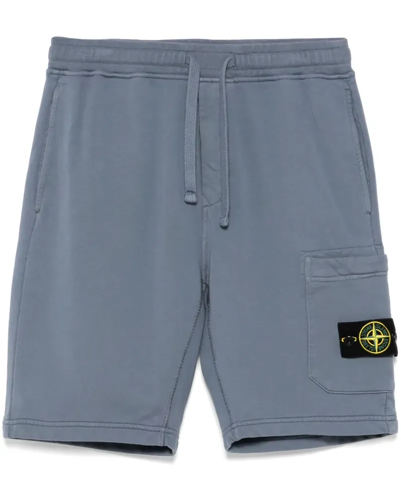 Stone Island Stückgefärbte Shorts mit Logo - Blau Blau