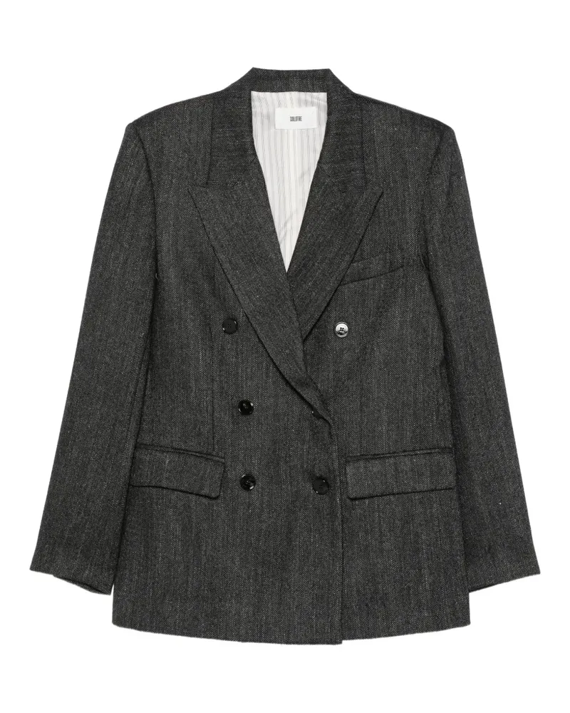 SOLOTRE herringbone double-breasted blazer - Grau Grau