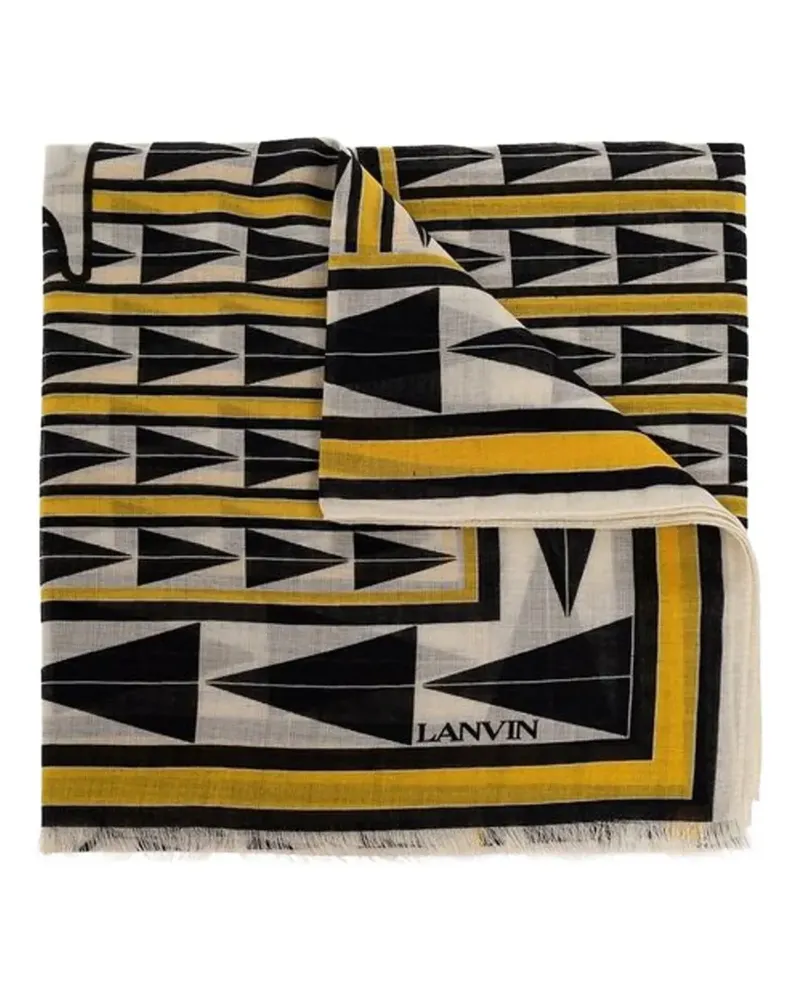 Lanvin geometric-print fringed scarf - Nude Nude