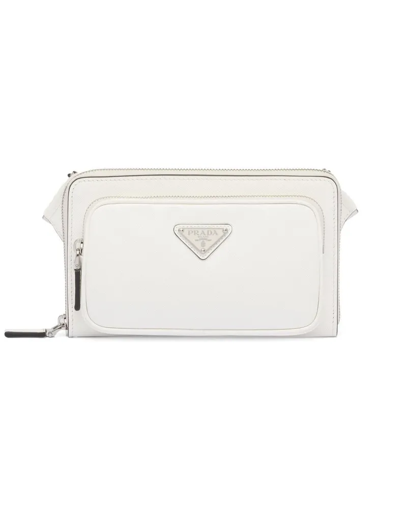 Prada Kuriertasche mit Logo-Schild - Weiß Weiß