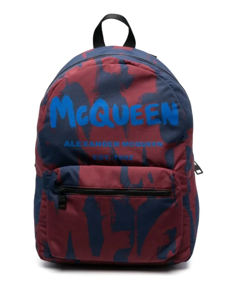 Alexander McQueen Rucksack mit Graffiti-Print - Blau Blau