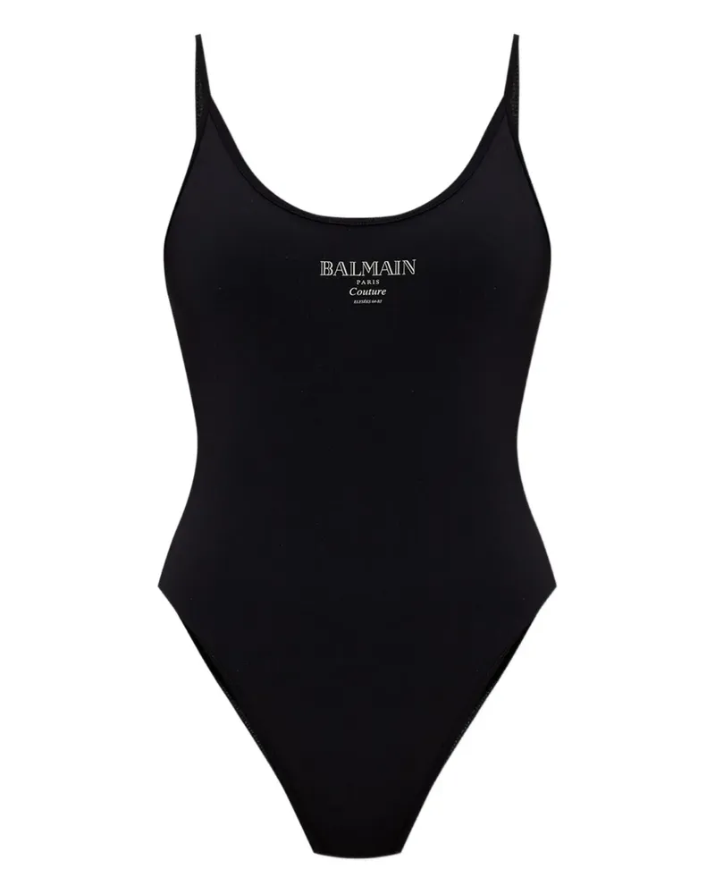 Balmain Badeanzug mit Logo-Print - Schwarz Schwarz