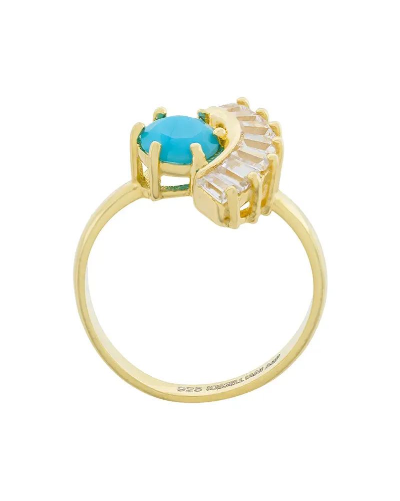 IOSSELLIANI Vergoldeter Sterlingsilberring mit Türkis und Zirkoniumsteinen - Metallic Metallic