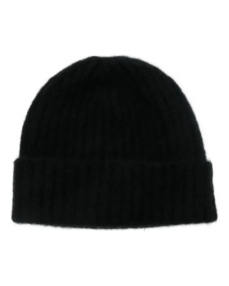 MRZ Gerippte Beanie aus Kaschmir - Schwarz Schwarz